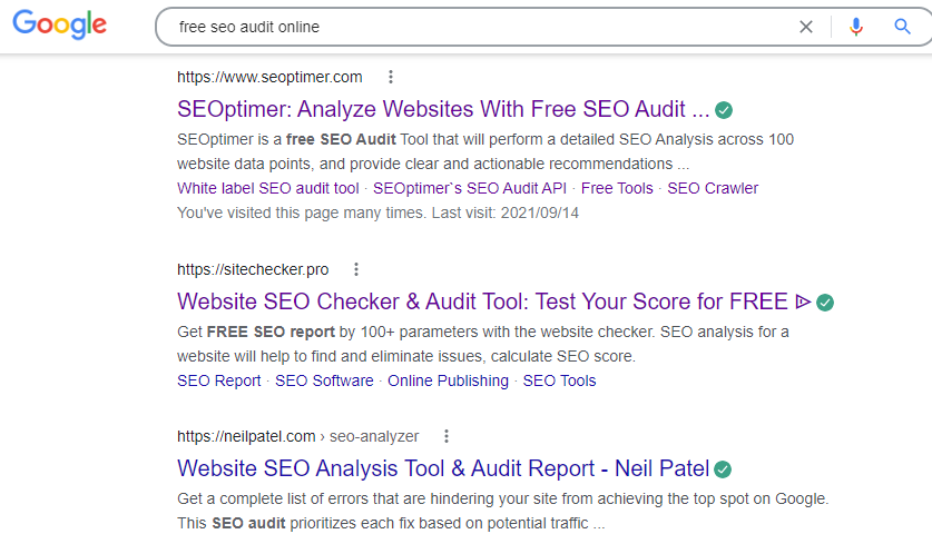 audit SEO gratuit en ligne serp